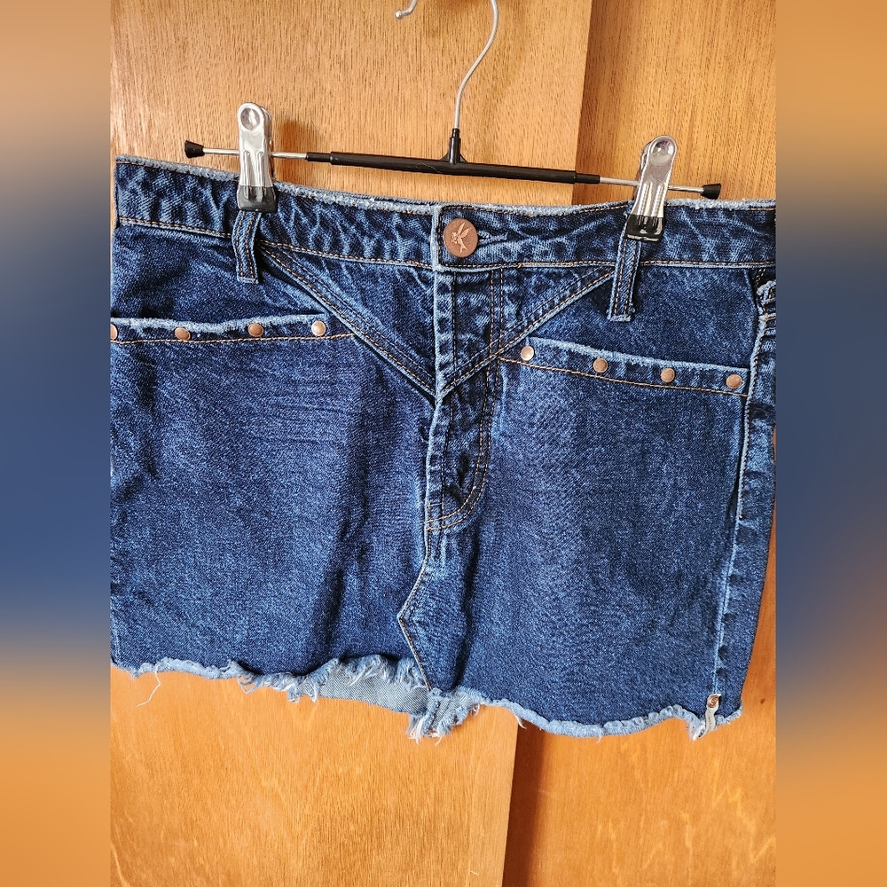 Oneteaspoon Trucker Mini Frayed Hem Denim Skirt
